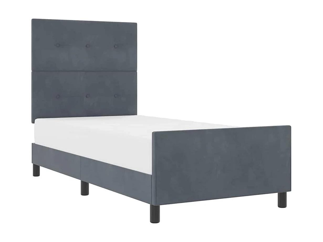 Cadre de lit avec tête de lit Gris foncé 80 x 200 cm Velours