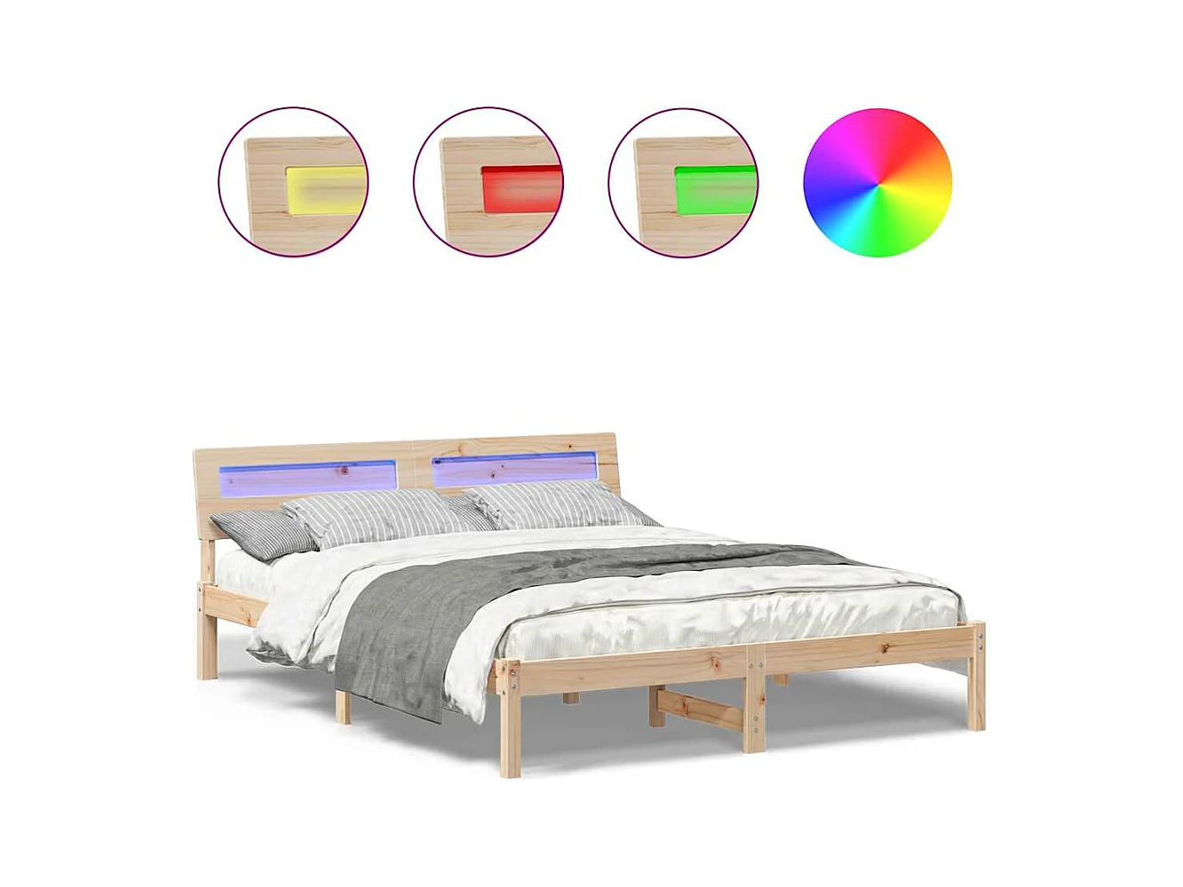 Bruin bedframe 140 x 200 cm massief grenenhout