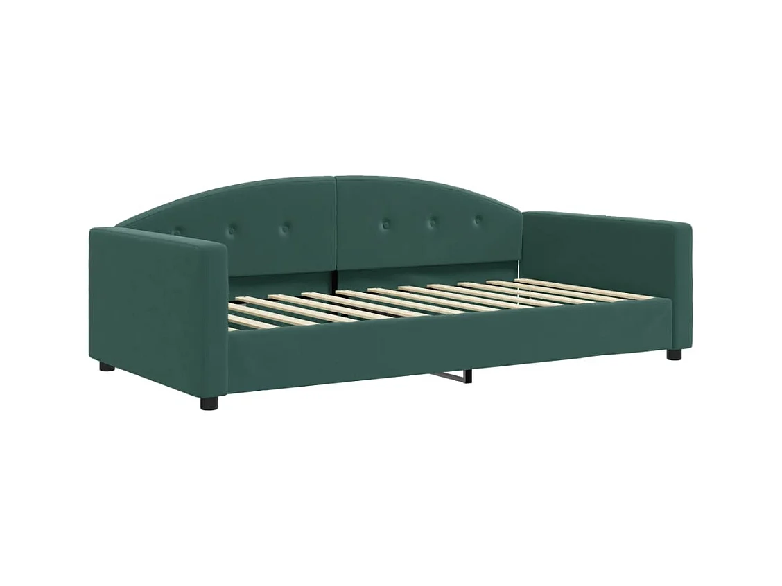 Divano letto senza materasso verde scuro 100x200 cm velluto