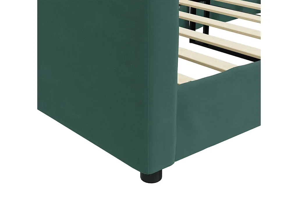 Divano letto senza materasso verde scuro 100x200 cm velluto