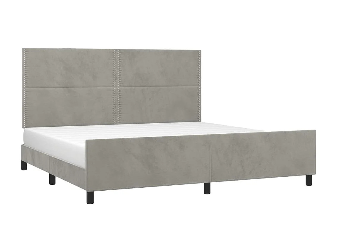 Cadre de lit sans matelas gris clair 200x200 cm velours
