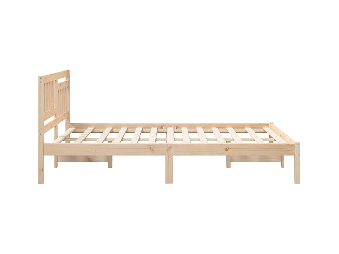 Estructura de cama marrón 140 x 190 cm madera maciza de pino