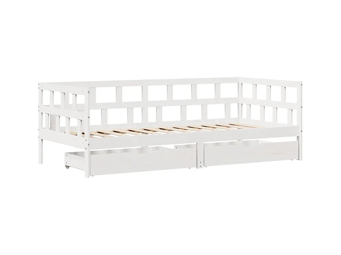 Lit de jour et tiroirs sans matelas blanc 80x200 cm bois massif