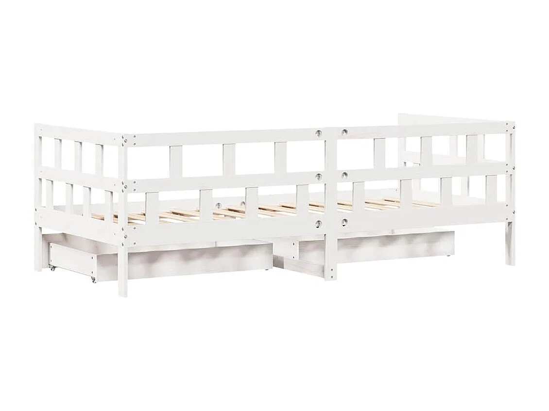 Tagesbett und Schubladen ohne Matratze weiß 80x200 cm Massivholz