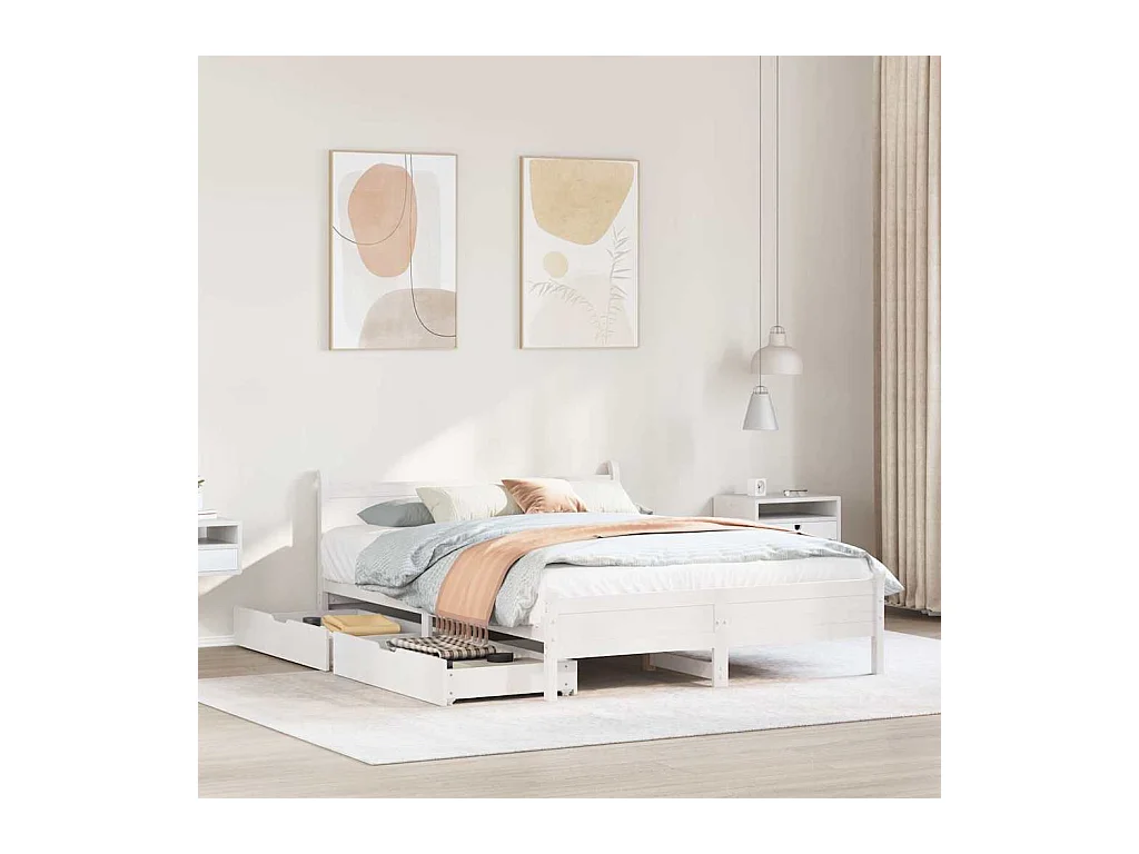 Bedframe zonder matras wit 140x190 cm massief grenenhout