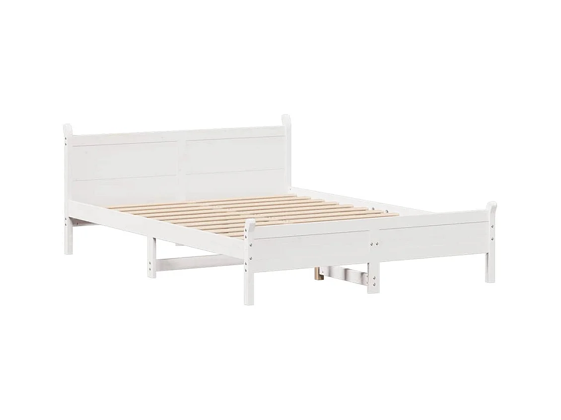 Estructura de cama sin colchón blanca 140x190 cm madera maciza de pino