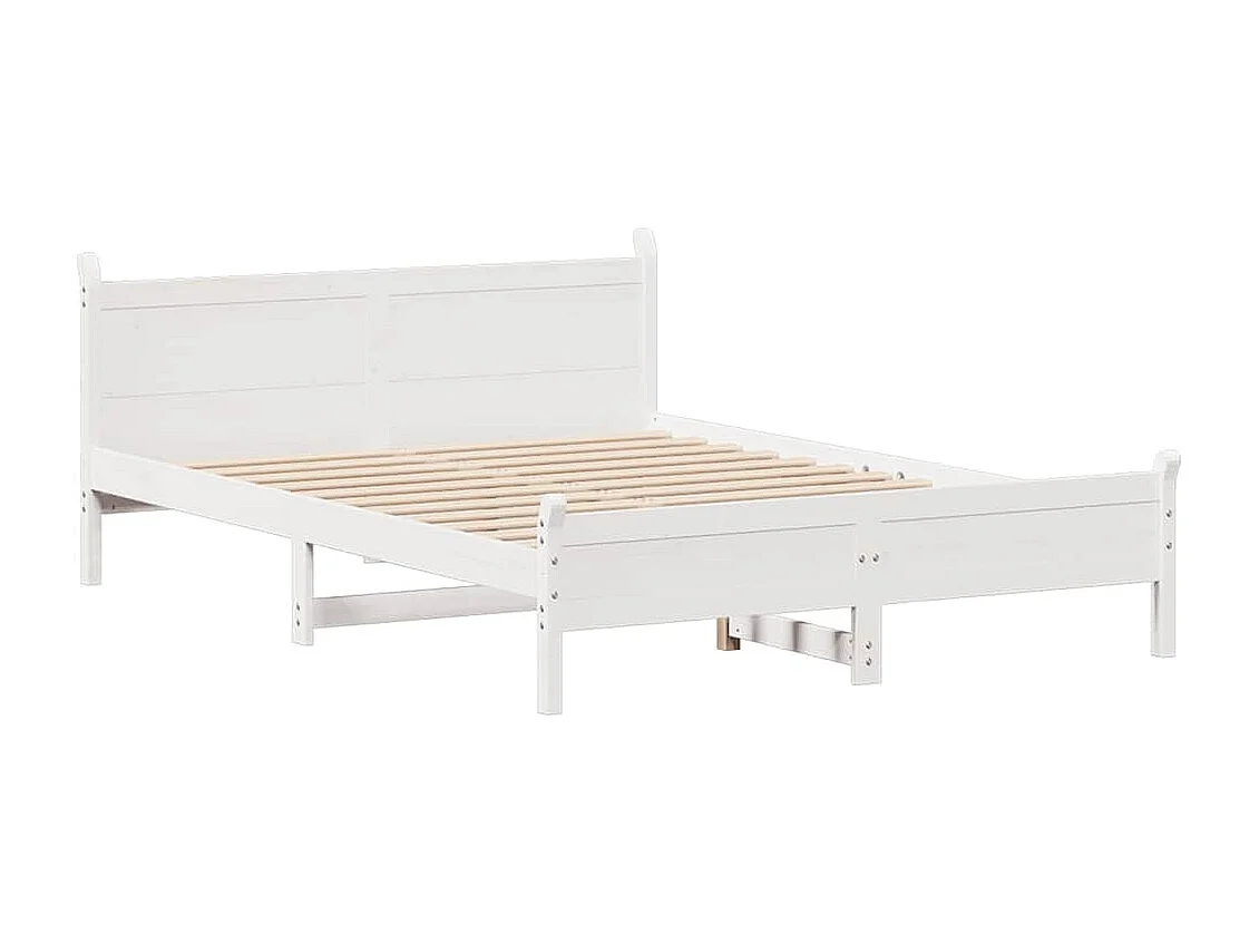 Struttura letto senza materasso bianco 140x190 cm in legno massello di pino