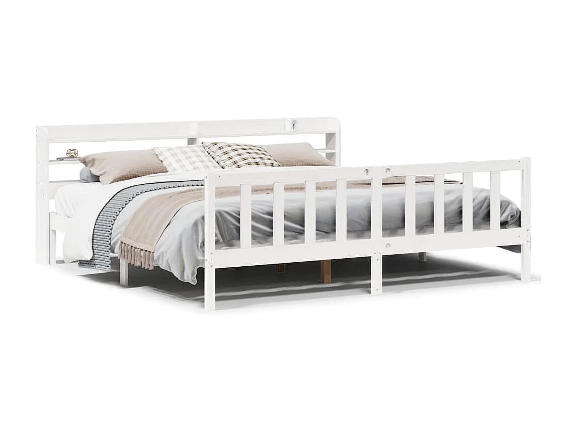 Cadre de lit sans matelas blanc 200x200 cm bois massif de pin