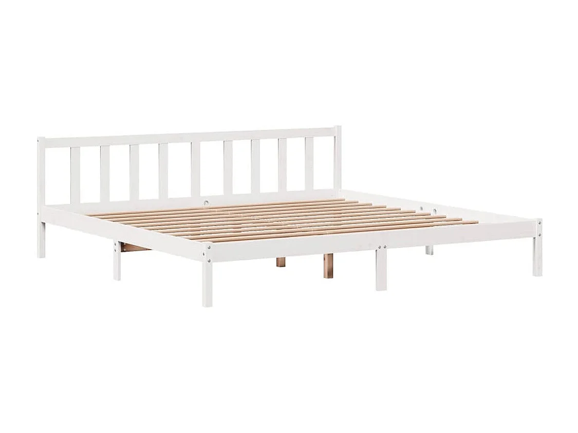 Struttura letto senza materasso bianco 200x200 cm in legno massello di pino