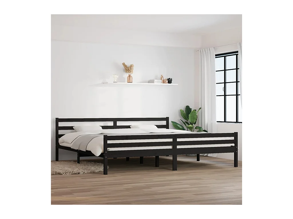Struttura letto senza materasso in legno massello nero 200x200 cm