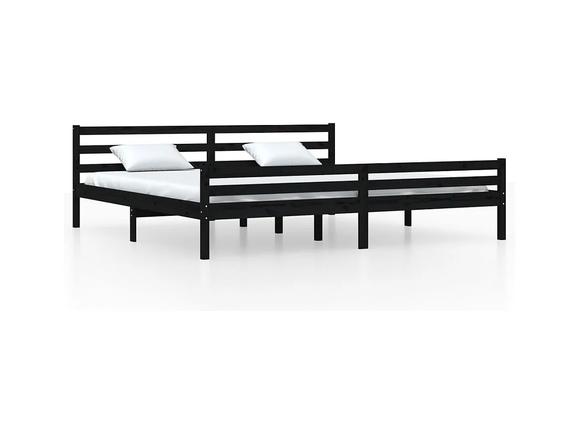 Struttura letto senza materasso in legno massello nero 200x200 cm