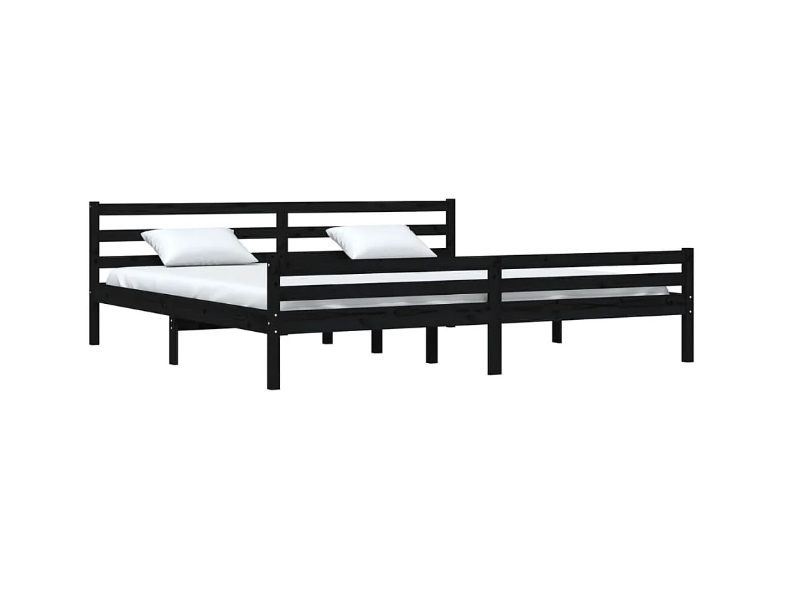 Struttura letto senza materasso in legno massello nero 200x200 cm