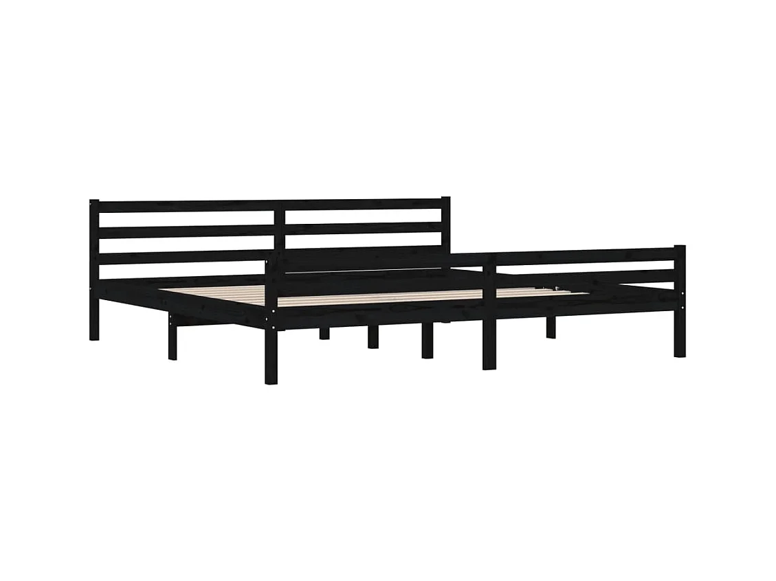 Struttura letto senza materasso in legno massello nero 200x200 cm