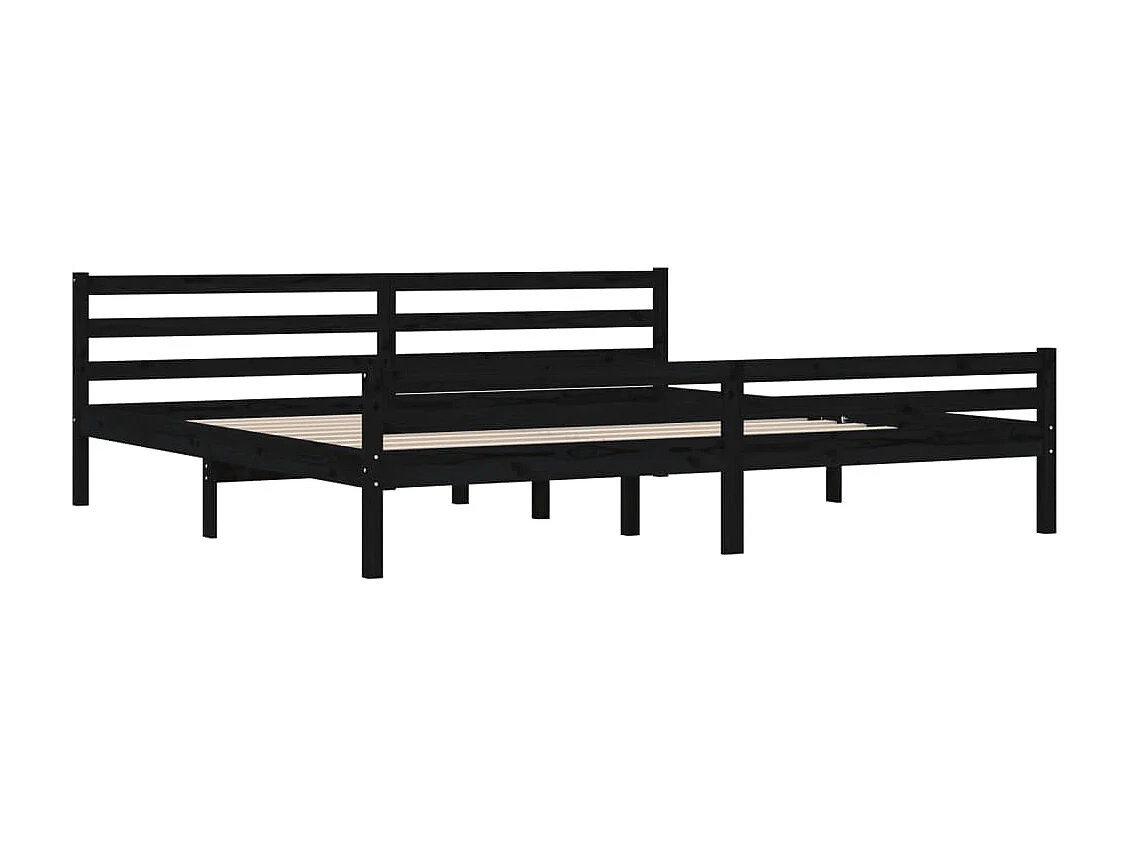 Cadre de lit sans matelas noir bois massif 200x200 cm