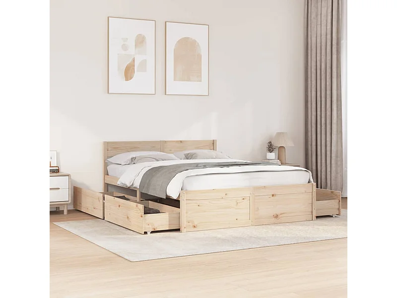 Struttura letto senza materasso 150x200 cm in legno massello di pino