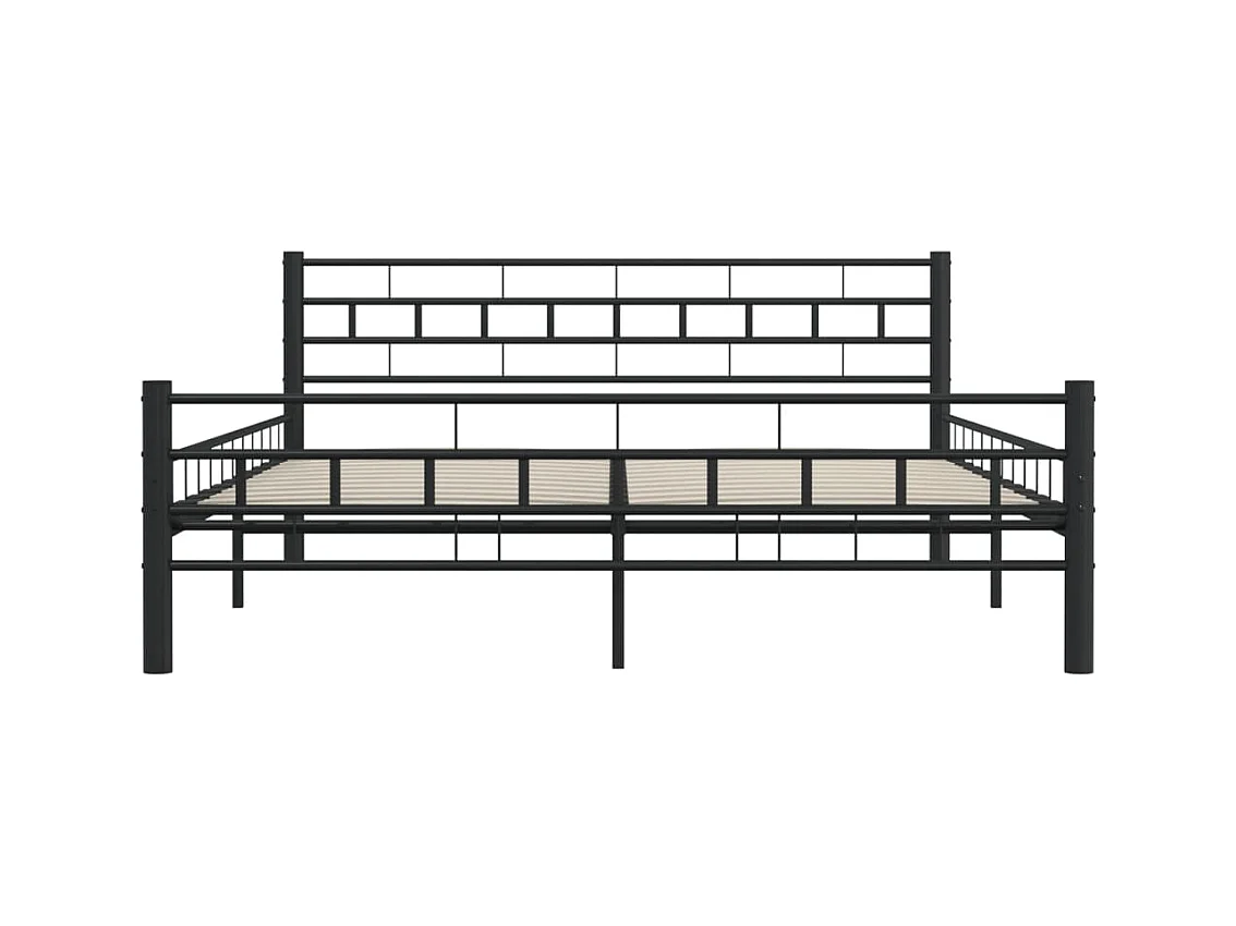 Cadre de lit sans matelas et tête de lit noir 160x200 cm acier