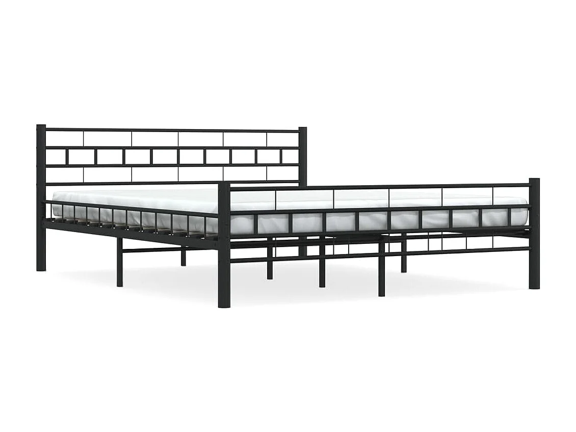 Struttura letto senza materasso e testiera nera 160x200 cm acciaio