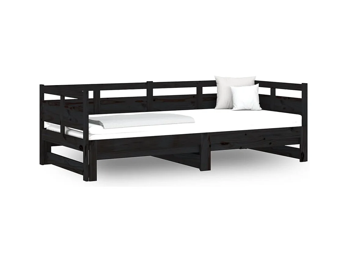 Letto scorrevole senza materasso nero 2x(90x190) cm