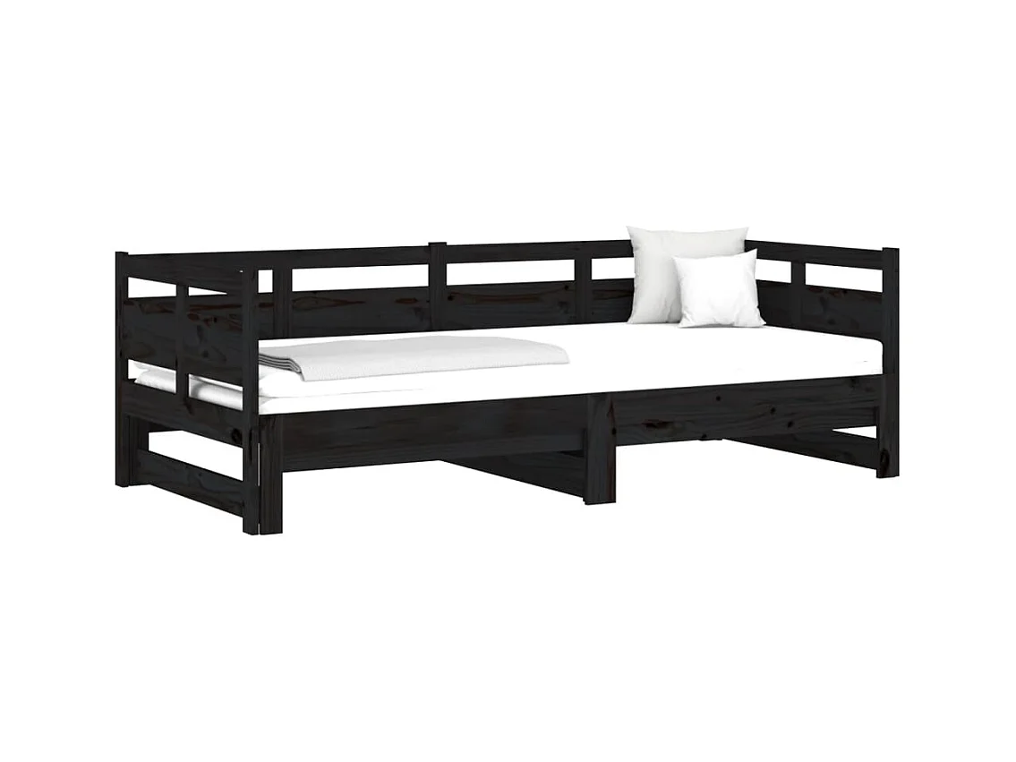 Letto scorrevole senza materasso nero 2x(90x190) cm