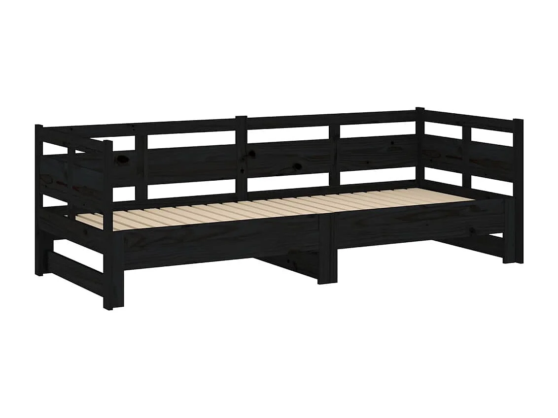Letto scorrevole senza materasso nero 2x(90x190) cm