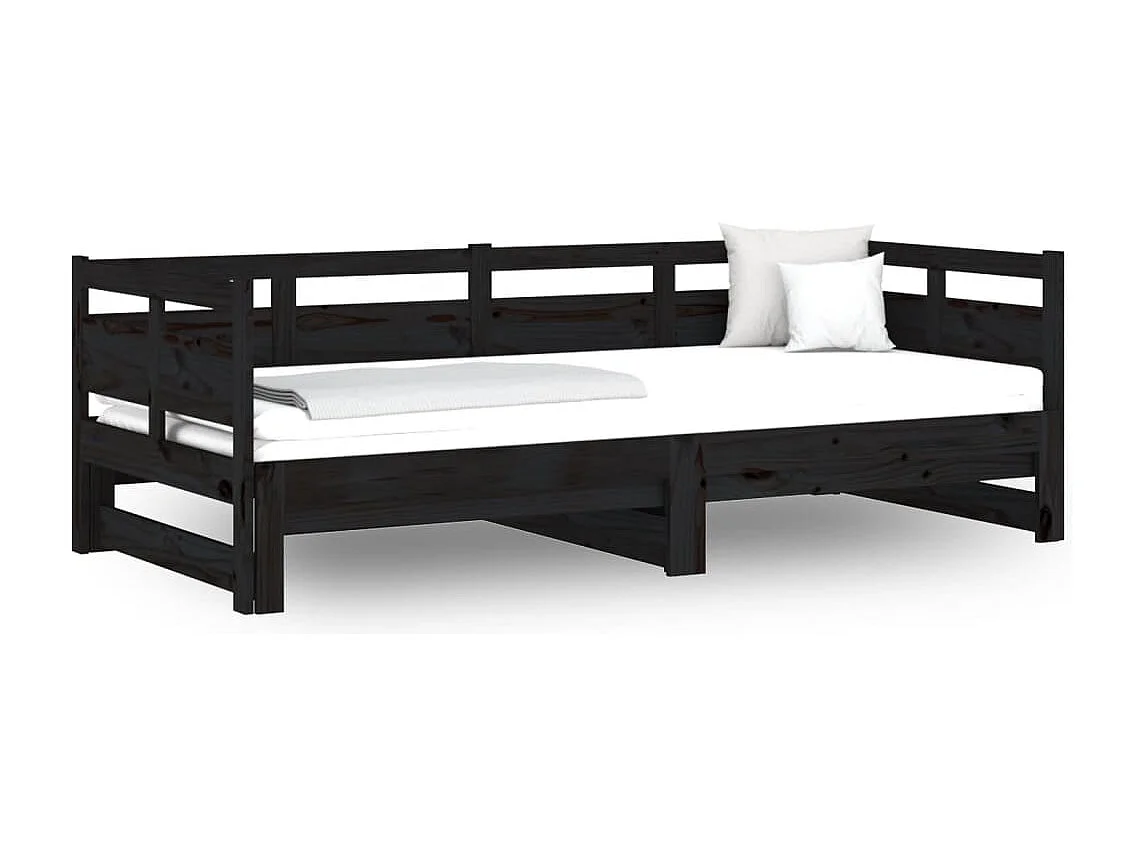 Letto scorrevole senza materasso nero 2x(90x190) cm