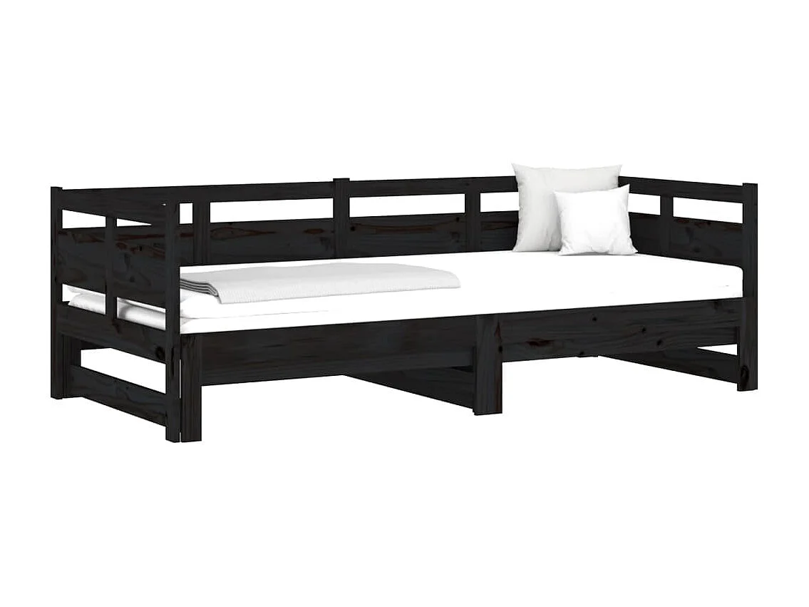Letto scorrevole senza materasso nero 2x(90x190) cm