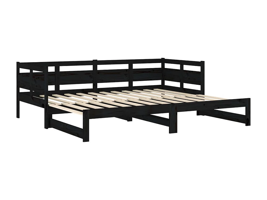 Letto scorrevole senza materasso nero 2x(90x190) cm