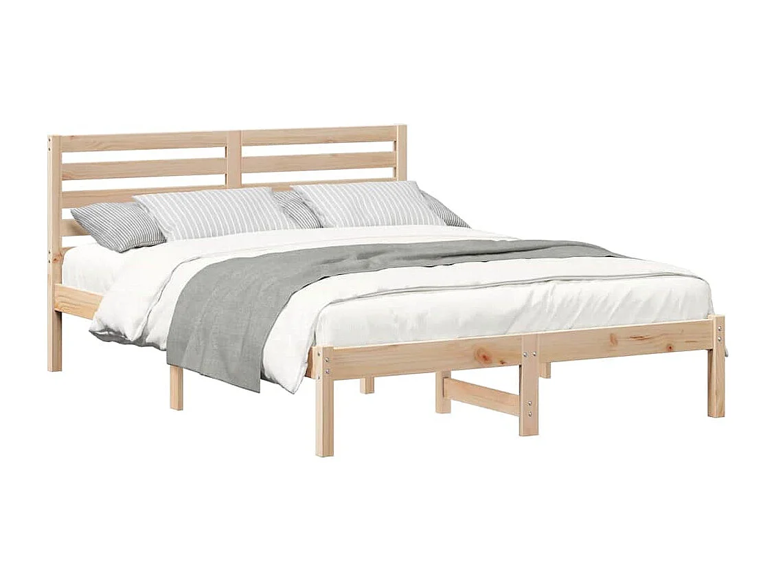 Bruin bedframe 140 x 190 cm massief grenenhout