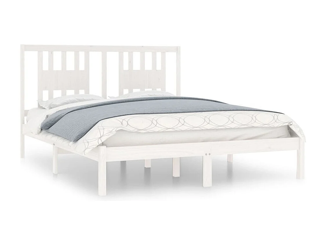 Cadre de lit sans matelas blanc bois massif 140x200 cm