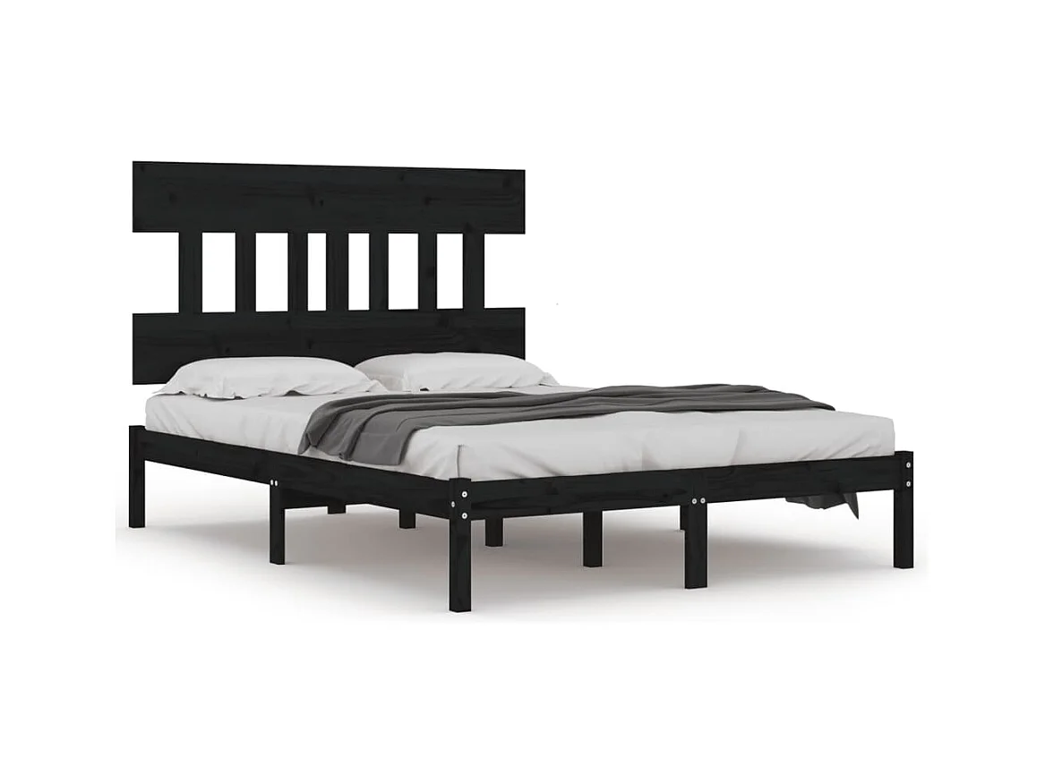Struttura letto senza materasso nero 200x200 cm in legno massello