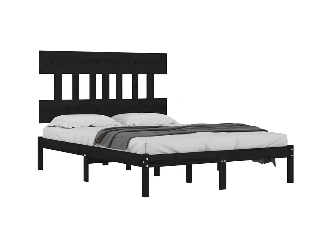 Struttura letto senza materasso nero 200x200 cm in legno massello