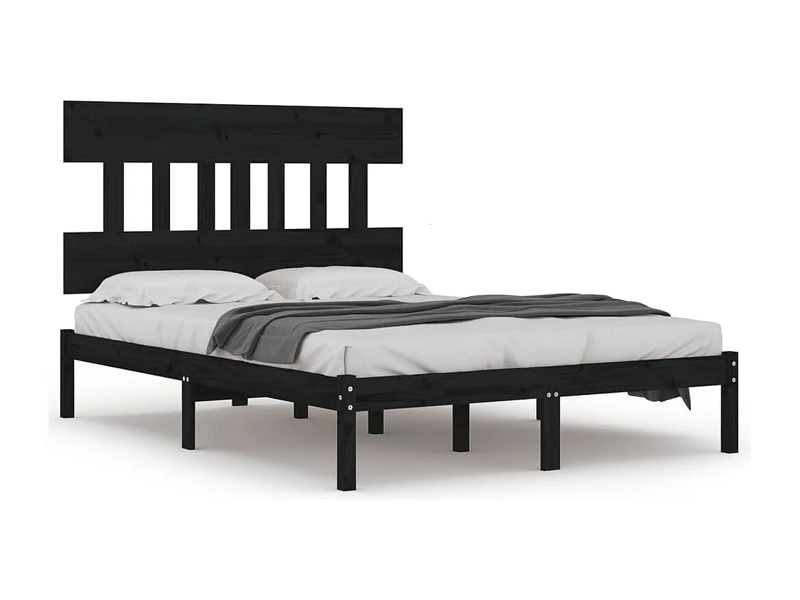 Cadre de lit sans matelas noir 200x200 cm bois massif