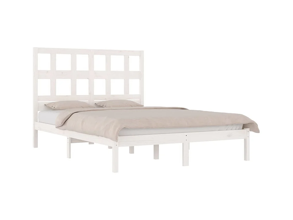 Estructura de cama sin colchón blanca 200x200 cm madera maciza de pino