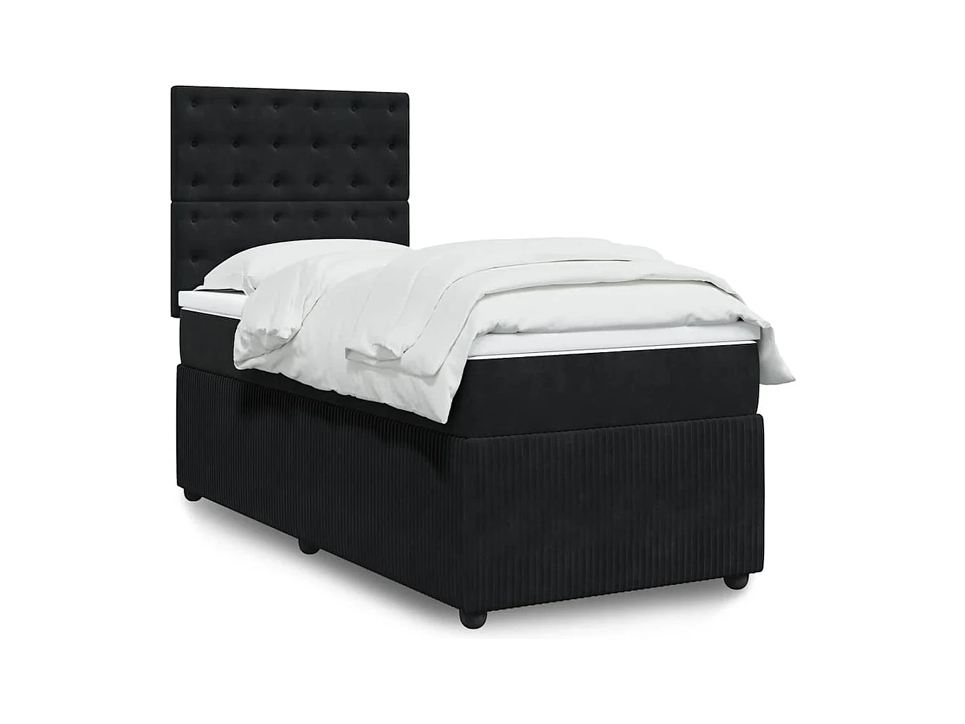 Lattenbodem met matras Zwart 90x190 cm Fluweel