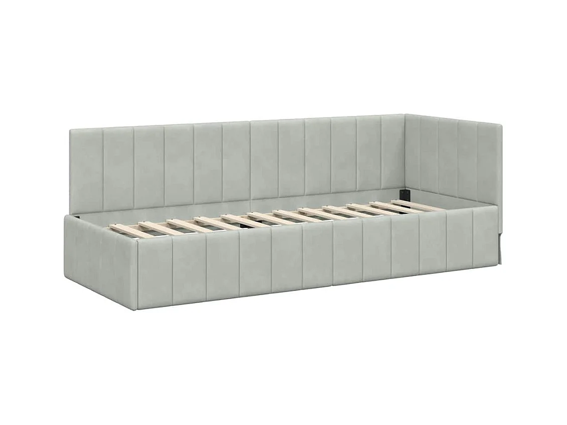 Hoekbedframe Lichtgrijs 80 x 200 cm Fluweel