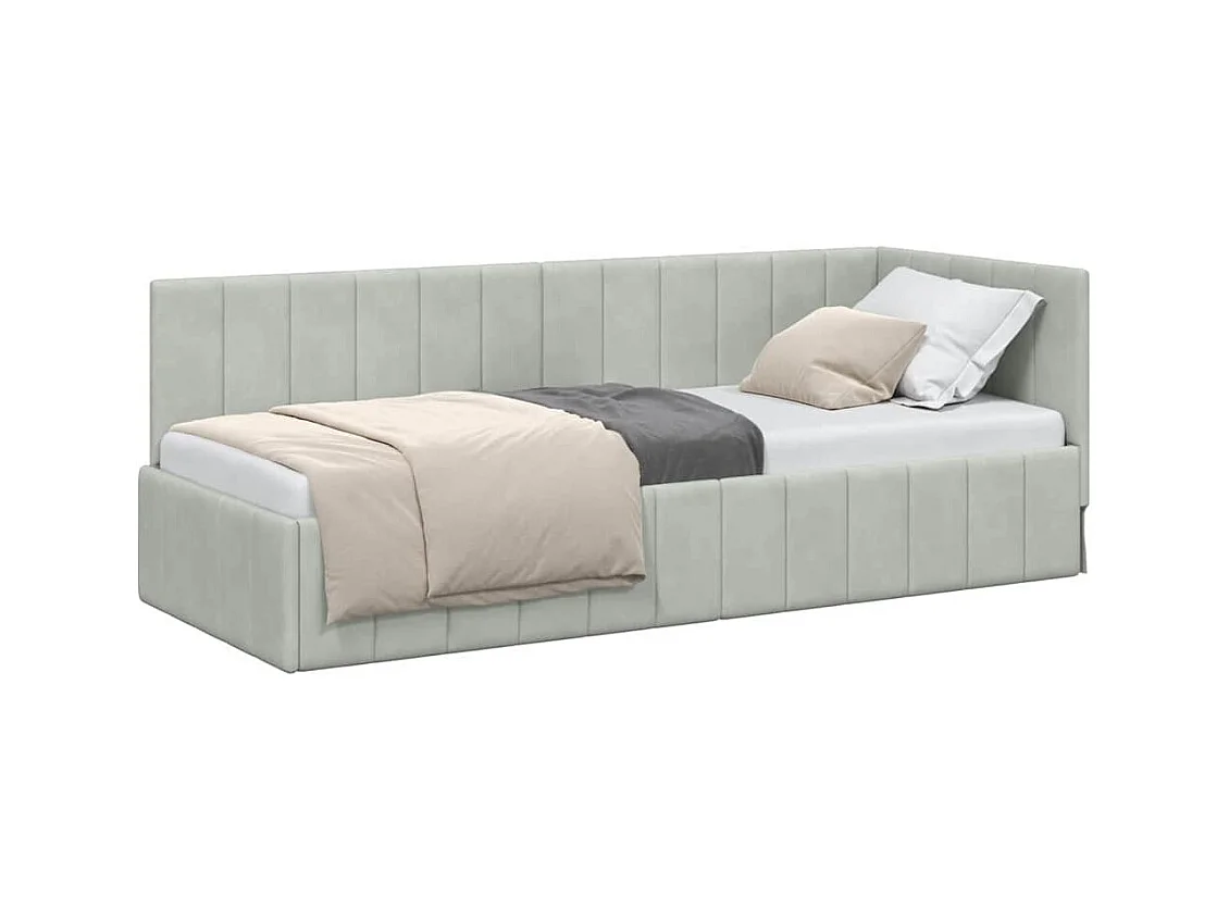 Hoekbedframe Lichtgrijs 80 x 200 cm Fluweel