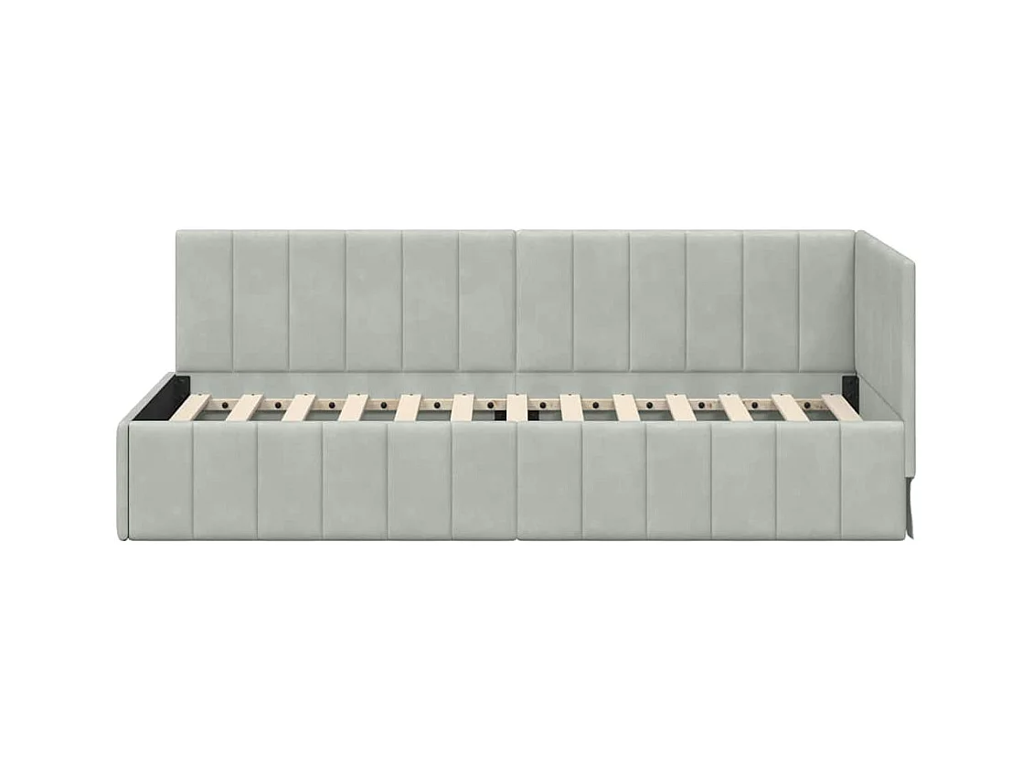 Hoekbedframe Lichtgrijs 80 x 200 cm Fluweel