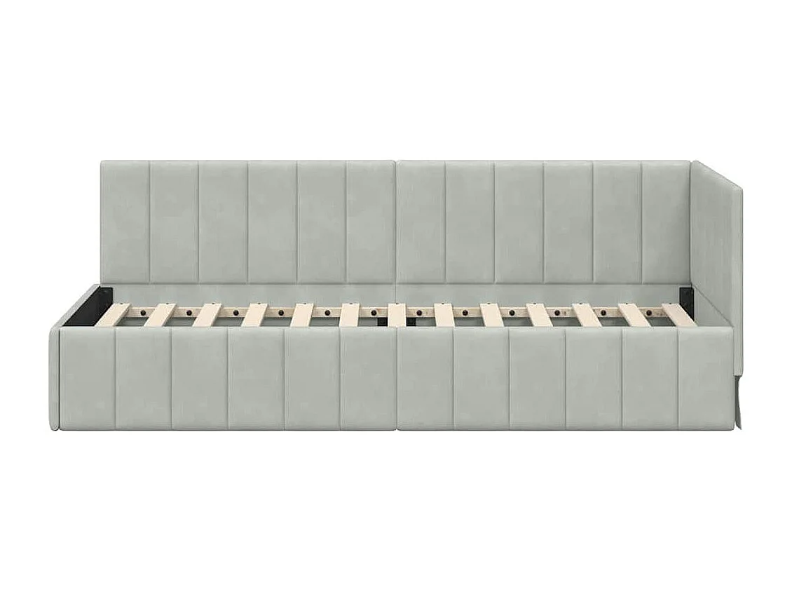 Estructura de cama esquinera Gris claro 80 x 200 cm Terciopelo