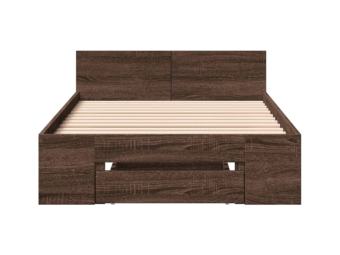Bedframe met lade zonder matras bruin eiken 100x200 cm