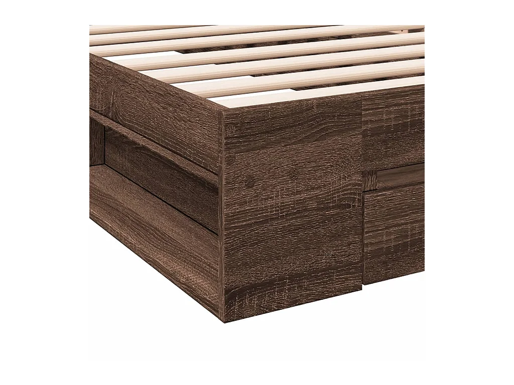 Bedframe met lade zonder matras bruin eiken 100x200 cm