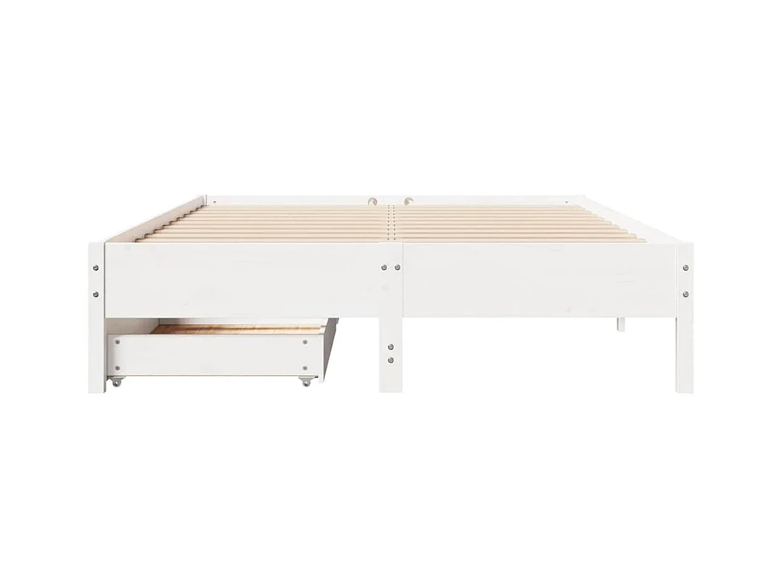 Estructura de cama sin colchón blanca 150x200 cm madera maciza de pino