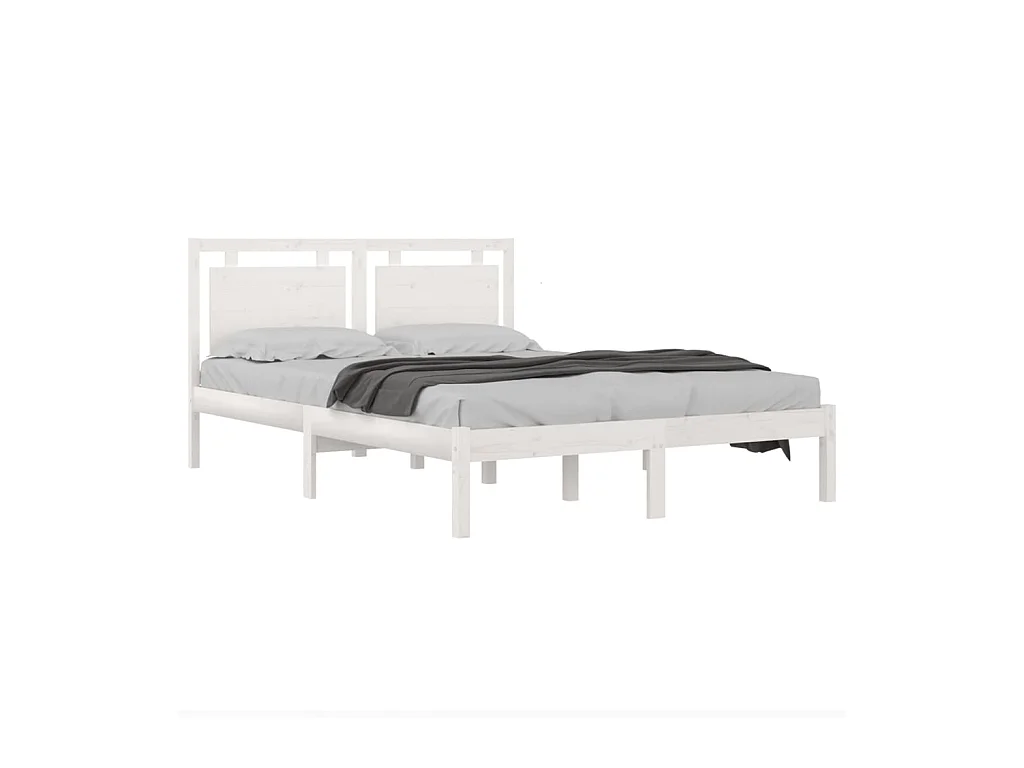 Cadre de lit sans matelas blanc 140x190 cm bois massif