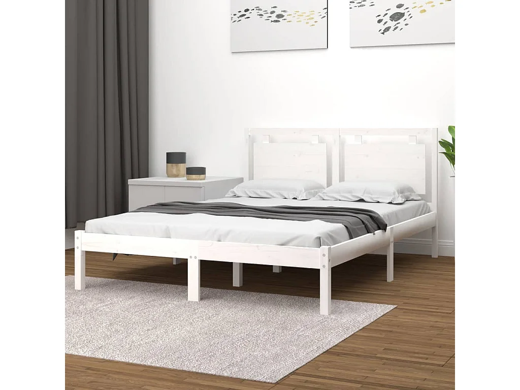 Bedframe zonder witte matras 140x190 cm massief hout