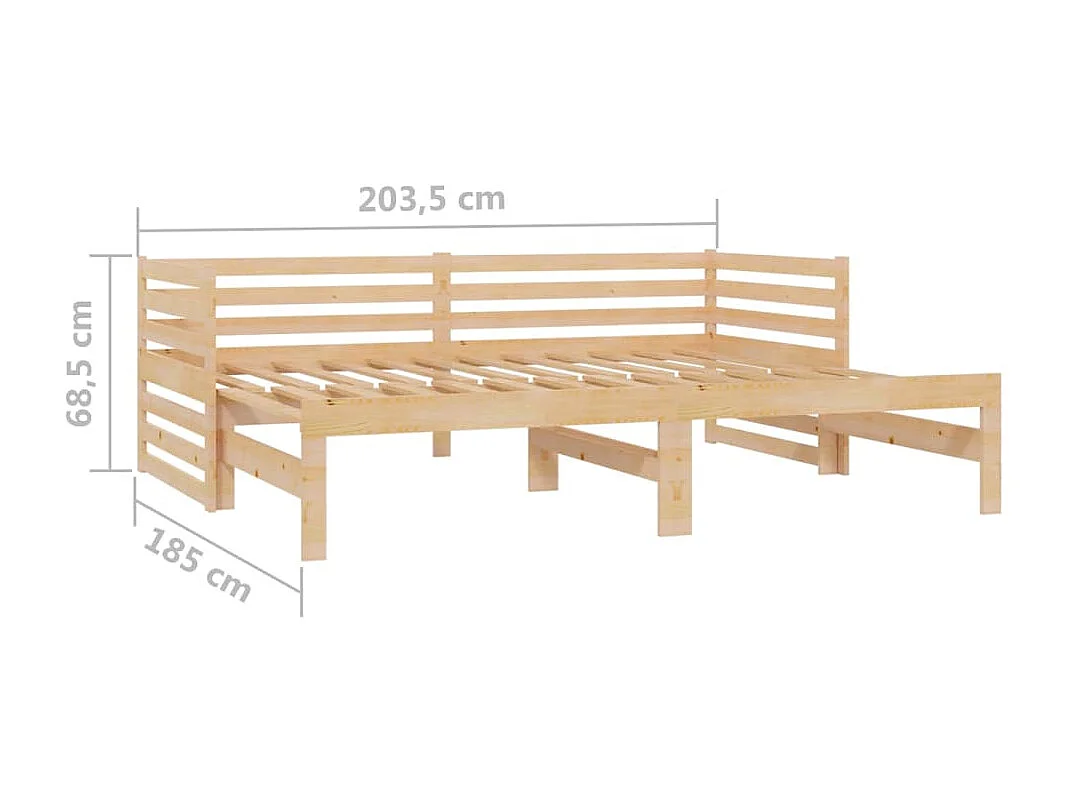 Schuifbed zonder matras 2x(90x200) cm