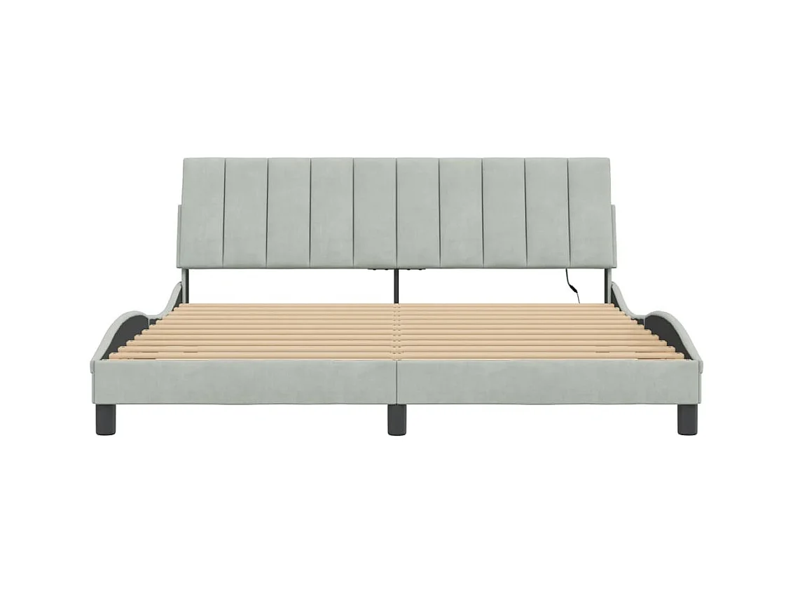 Estructura de cama con LED sin colchón gris claro 180x200cm terciopelo