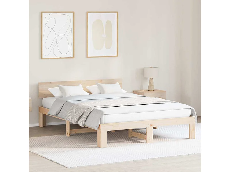 Bruin bedframe 160 x 200 cm massief grenenhout