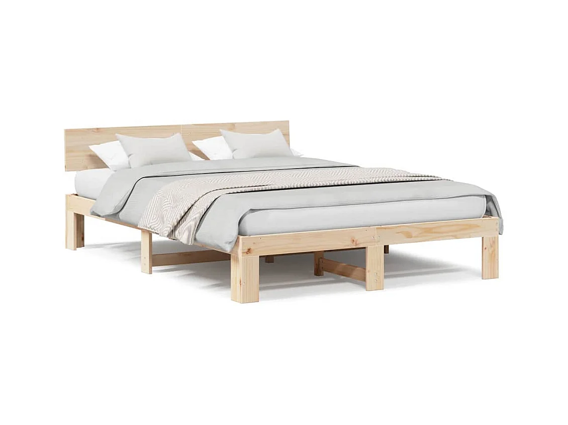 Bettgestell 160 x 200 cm, Kiefer massiv, Braun