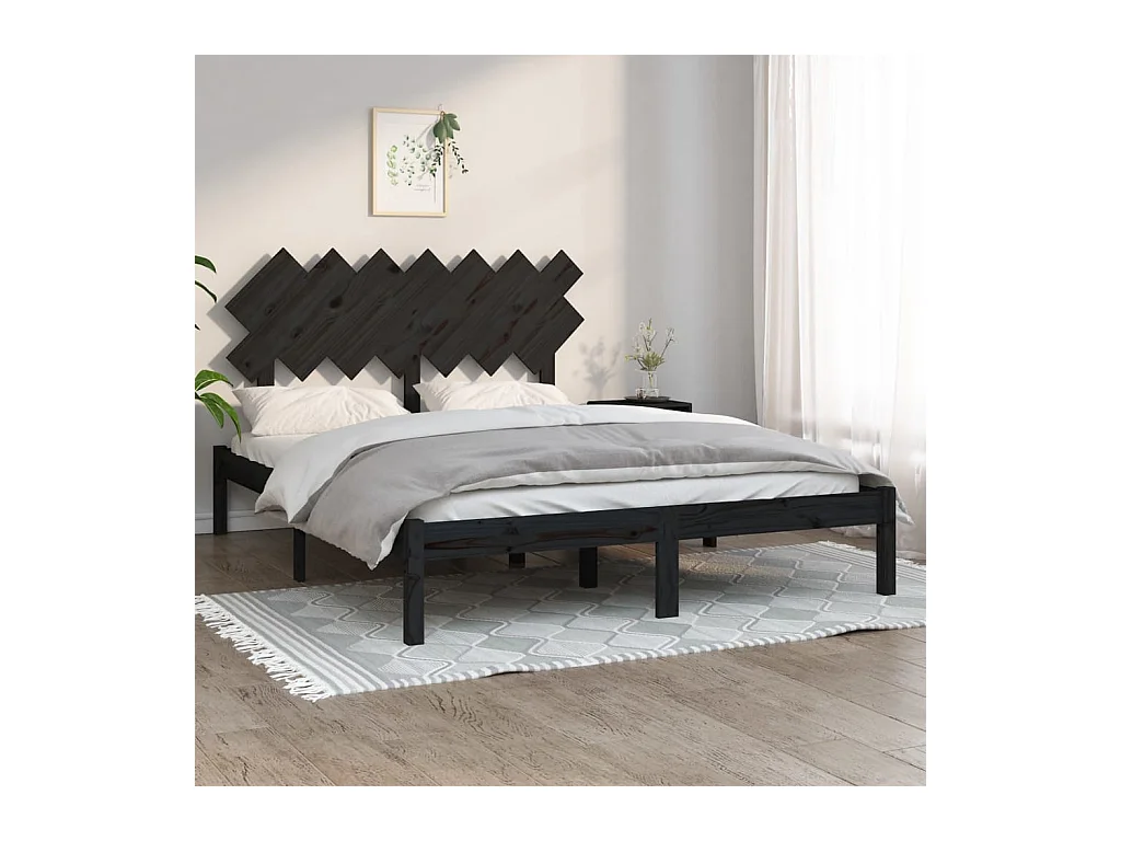 Struttura letto senza materasso nero 140x190 cm in legno massello