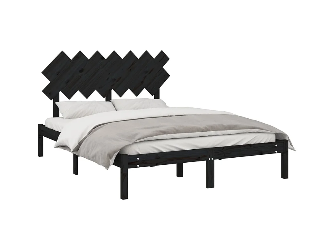 Struttura letto senza materasso nero 140x190 cm in legno massello