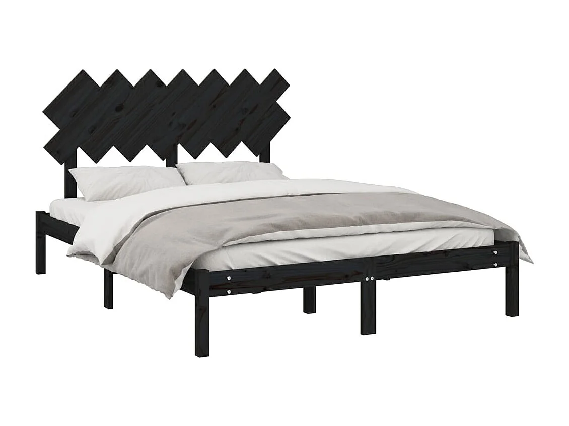 Bedframe zonder matras zwart 140x190 cm massief hout